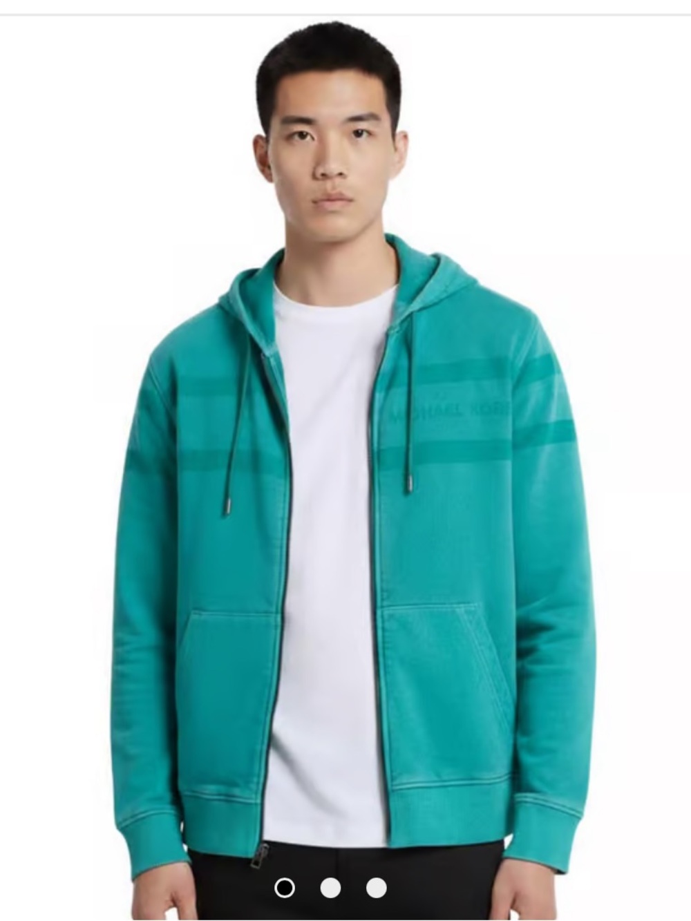Michael Kors Logo Garment-Dyed Cotton Zip Up Hoodie GRASS GREEN Size S